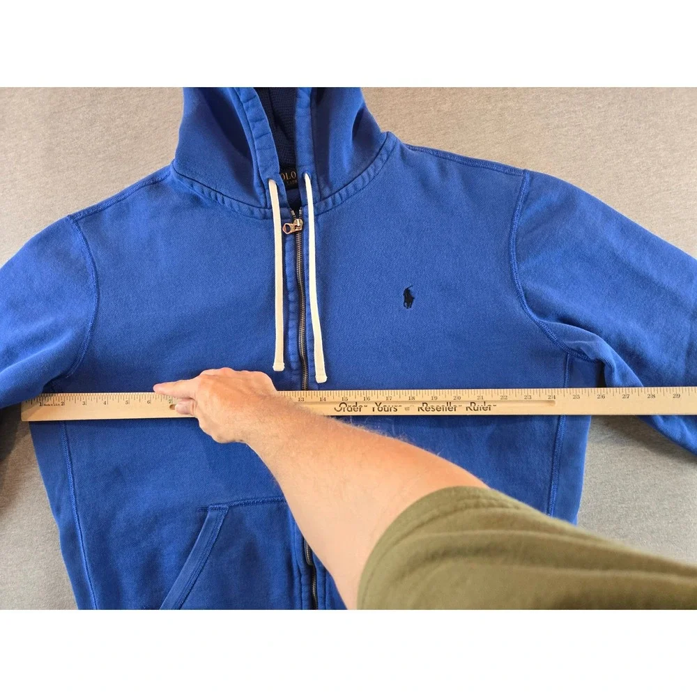 Polo Ralph Lauren Full Zip Hoodie Mens XL Blue Embroidered Pony Waffle Hood
